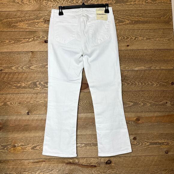 L'Agence Charlotte Mid Rise Cropped Flare White Jeans Size 26  NWT - Picture 3 of 6